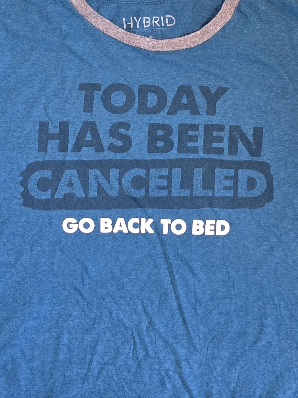 Hybrid Blue Graphic Short-Sleeve Jersey Tee - 'Today Has Been Cancelled'